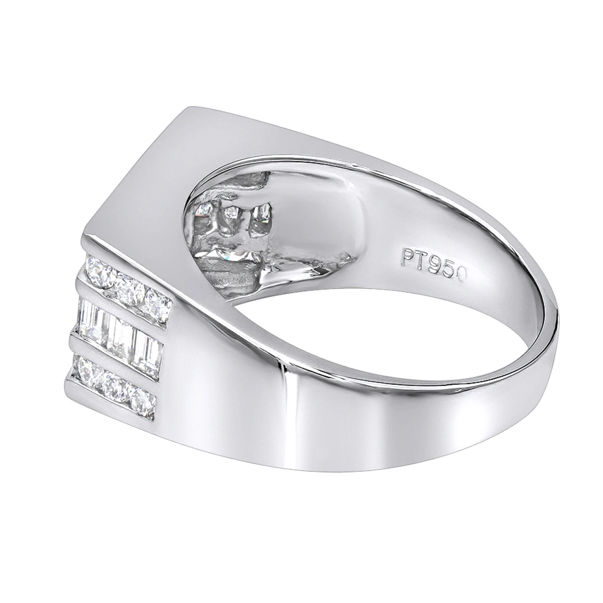 Platinum Men's Round & Baguette Diamonds Ring 1.60ct 4 Platinum Men's Round & Baguette Diamonds Ring 1.60ct - Image 2