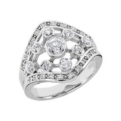 Platinum Right Hand Diamond Ladies Ring 0.86ct