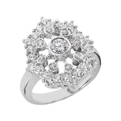 Platinum Right Hand Diamond Ladies Ring 1.25ct