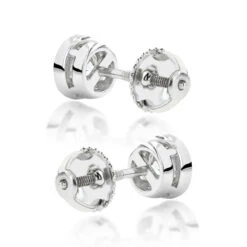 Platinum Round Diamond Bezel Stud Earrings 1ct -H'Hen Sale Store platinum round diamond bezel stud earrings 1ct back