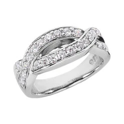 Platinum Round Diamond Ladies Ring 0.66ct 8.5mm
