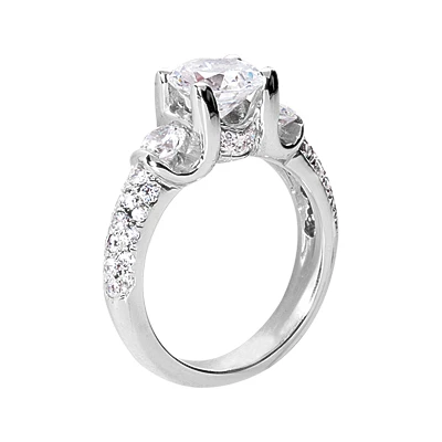 Thin Platinum Round Diamond Ladies Ring 2.43ct 4 Thin Platinum Round Diamond Ladies Ring 2.43ct - Image 2