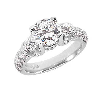 Thin Platinum Round Diamond Ladies Ring 2.43ct 3 Thin Platinum Round Diamond Ladies Ring 2.43ct