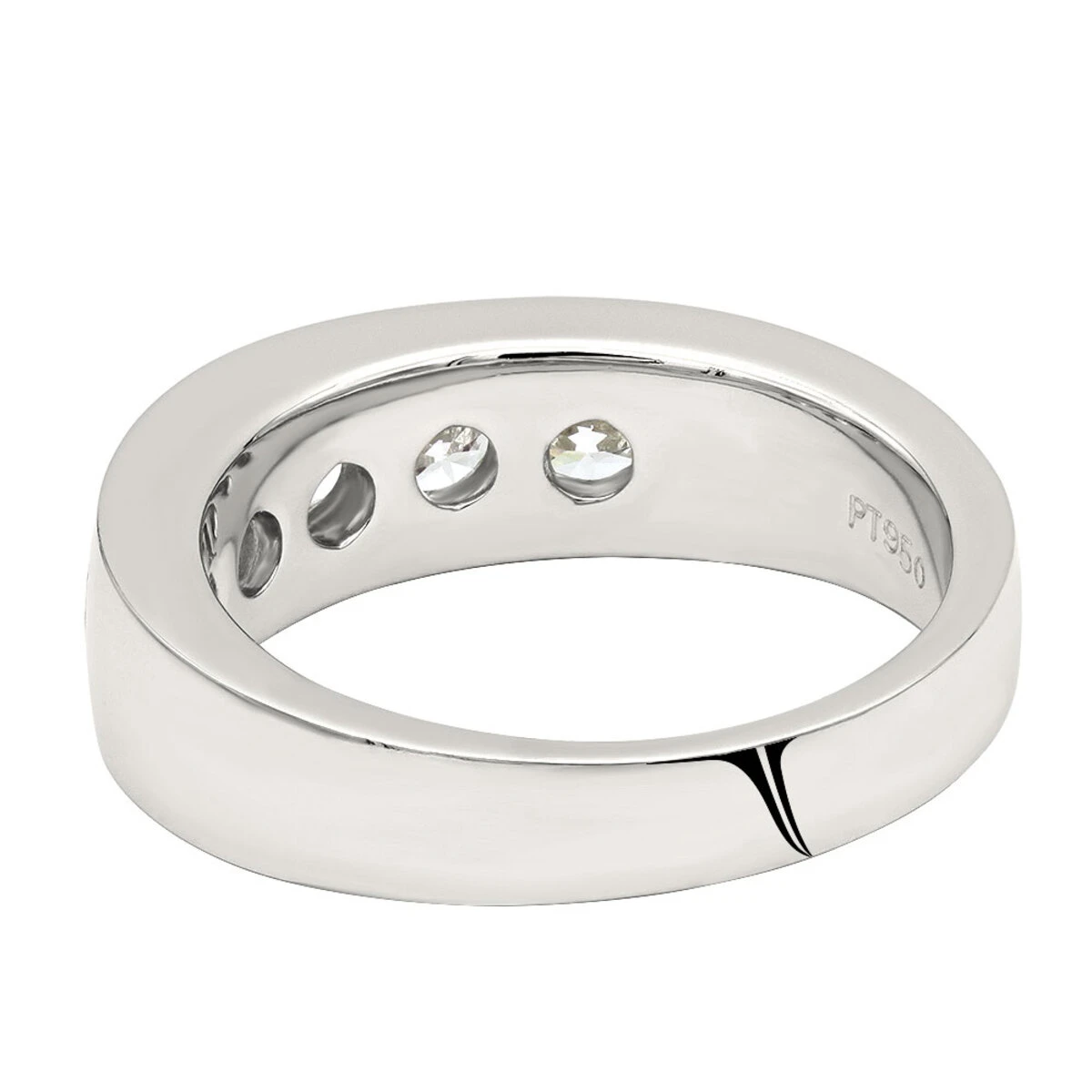 Platinum Round Diamond Men's Wedding Ring 2ct 5 Stone 4 Platinum Round Diamond Men's Wedding Ring 2ct 5 Stone - Image 2