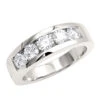 Platinum Round Diamond Men's Wedding Ring 2ct 5 Stone