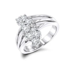 Platinum Round Diamond Right Hand Ladies Ring 0.76ct