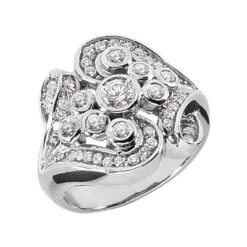 Platinum Round Diamond Right Hand Ladies Ring 0.78ct