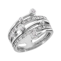 Platinum Round Diamond Right Hand Women's Ring 0.40ct
