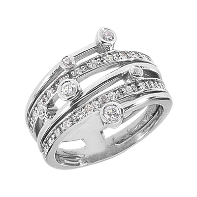 Platinum Round Diamond Right Hand Women's Ring 0.40ct 3 Platinum Round Diamond Right Hand Women's Ring 0.40ct