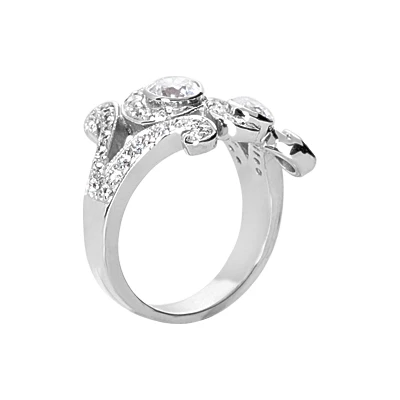 Platinum Round Diamond Right Hand Women's Ring 1.17ct 4 Platinum Round Diamond Right Hand Women's Ring 1.17ct - Image 2