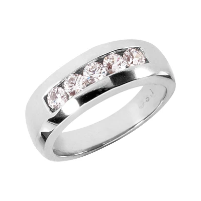 Platinum Women's 5 Stone 1ct Diamond Wedding Ring 6.2mm 3 Platinum Women's 5 Stone 1ct Diamond Wedding Ring 6.2mm