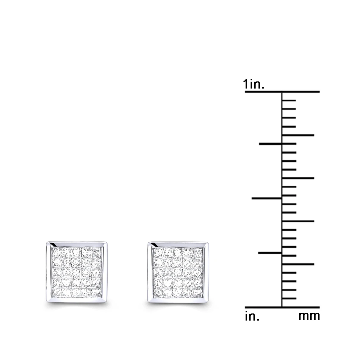 Princess Cut Diamond Earrings 0.5ct 14K White Gold 7 Princess Cut Diamond Earrings 0.5ct 14K White Gold - Image 5