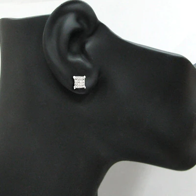 Princess Cut Diamond Earrings 0.95ct 14K White Gold 5 Princess Cut Diamond Earrings 0.95ct 14K White Gold - Image 3