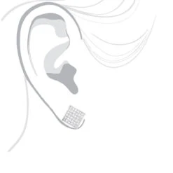 Princess Cut Diamond Stud Earrings 14K White Gold 1.65ct Invisible Setting -H'Hen Sale Store princess cut diamond stud earrings 14k 165ct invisible setting bodwh