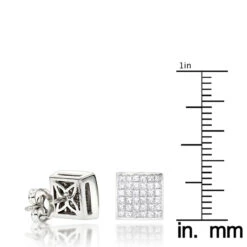 Princess Cut Diamond Stud Earrings 14K White Gold 1.65ct Invisible Setting -H'Hen Sale Store princess cut diamond stud earrings 14k 165ct invisible setting rulerwh