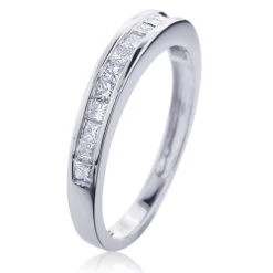 Thin Princess Cut Diamond Wedding Band 0.59ct 14K White Gold -H'Hen Sale Store princess cut diamond wedding band 059ct 14k gold 2