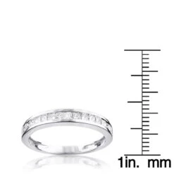 Thin Princess Cut Diamond Wedding Band 0.59ct 14K White Gold -H'Hen Sale Store princess cut diamond wedding band 059ct 14k gold rulerwh