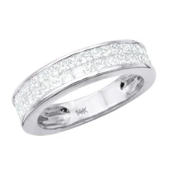 Thin Princess Cut Diamond Wedding Band 1 Carat 14K White Gold
