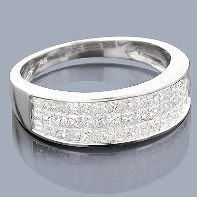 Princess Cut Diamond Wedding Band 1.27ct 14K White Gold 3 Princess Cut Diamond Wedding Band 1.27ct 14K White Gold