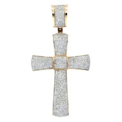 Puffed 10K Yellow Gold Diamond Cross Pendant 3.25ct Gold -H'Hen Sale Store puffed gold diamond cross pendant 325ct 10k ro