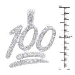 10K White Gold 100% Emoji Large Diamond Pendant For Men 1.75ct By Luxurman -H'Hen Sale Store real 10k gold 100 large diamond pendant for men 175ct by luxurman rulerwh