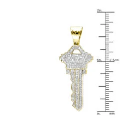 10K Yellow Gold Diamond Key Pendant For Men By Luxurman 0.65ct -H'Hen Sale Store real 10k gold diamond key pendant for men by luxurman 065ct rulerye