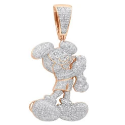 10K Yellow Gold Diamond Mickey Mouse Pendant Cartoon Character 3.25ct -H'Hen Sale Store real 10k gold diamond mickey mouse pendant cartoon character 325ct ro