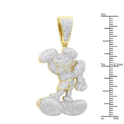 10K Yellow Gold Diamond Mickey Mouse Pendant Cartoon Character 3.25ct -H'Hen Sale Store real 10k gold diamond mickey mouse pendant cartoon character 325ct rulerye