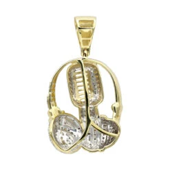 10K Yellow Gold Genuine Diamond Microphone & Headphones Pendant 1ct DJ Charm -H'Hen Sale Store real 10k gold genuine diamond microphone headphones pendant 1ct dj charm backye
