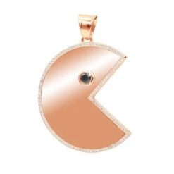 14K Yellow Gold Pacman 2 Carat White & Black Diamond Pendant For Men -H'Hen Sale Store real 14k gold custom made pacman 2 carat white black diamond pendant for men 000935 ro