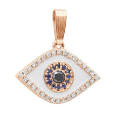 14K Yellow Gold White Black Diamond & Sapphire Evil Eye Pendant Enamel Charm 12 14K Yellow Gold White Black Diamond & Sapphire Evil Eye Pendant Enamel Charm -H'Hen Sale Store real 14k gold white black diamond sapphire evil eye pendant enamel charm 018020 ro