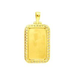 24K Yellow Gold Suisse Bar Diamond Dog Tag Pendant For Men Customizable 2.2ct -H'Hen Sale Store real 24k gold suisse bar diamond dog tag pendant for men customizable 22ct 018022 backye 20210911