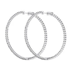 Real 3 Carat Black Diamond 2 Inch Hoop Earrings Inside Out Design 14K White Gold 13 Real 3 Carat Black Diamond 2 Inch Hoop Earrings Inside Out Design 14K White Gold -H'Hen Sale Store real 3 carat black diamond 2 inch hoop earrings inside out design 14k gold 018012 backwh