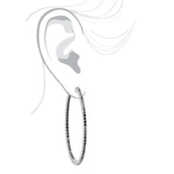 Real 3 Carat Black Diamond 2 Inch Hoop Earrings Inside Out Design 14K White Gold 16 Real 3 Carat Black Diamond 2 Inch Hoop Earrings Inside Out Design 14K White Gold -H'Hen Sale Store real 3 carat black diamond 2 inch hoop earrings inside out design 14k gold 018012 bodwh