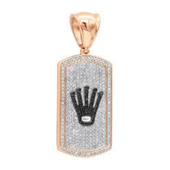 Real Diamond Dog Tag Pendant With Crown 10K White Gold White & Black Diamonds 1ct 10 Real Diamond Dog Tag Pendant With Crown 10K White Gold White & Black Diamonds 1ct -H'Hen Sale Store real diamond dog tag pendant with crown 10k gold white black diamonds 1ct 000991 rose
