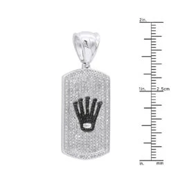 Real Diamond Dog Tag Pendant With Crown 10K White Gold White & Black Diamonds 1ct 13 Real Diamond Dog Tag Pendant With Crown 10K White Gold White & Black Diamonds 1ct -H'Hen Sale Store real diamond dog tag pendant with crown 10k gold white black diamonds 1ct 000991 ruler white