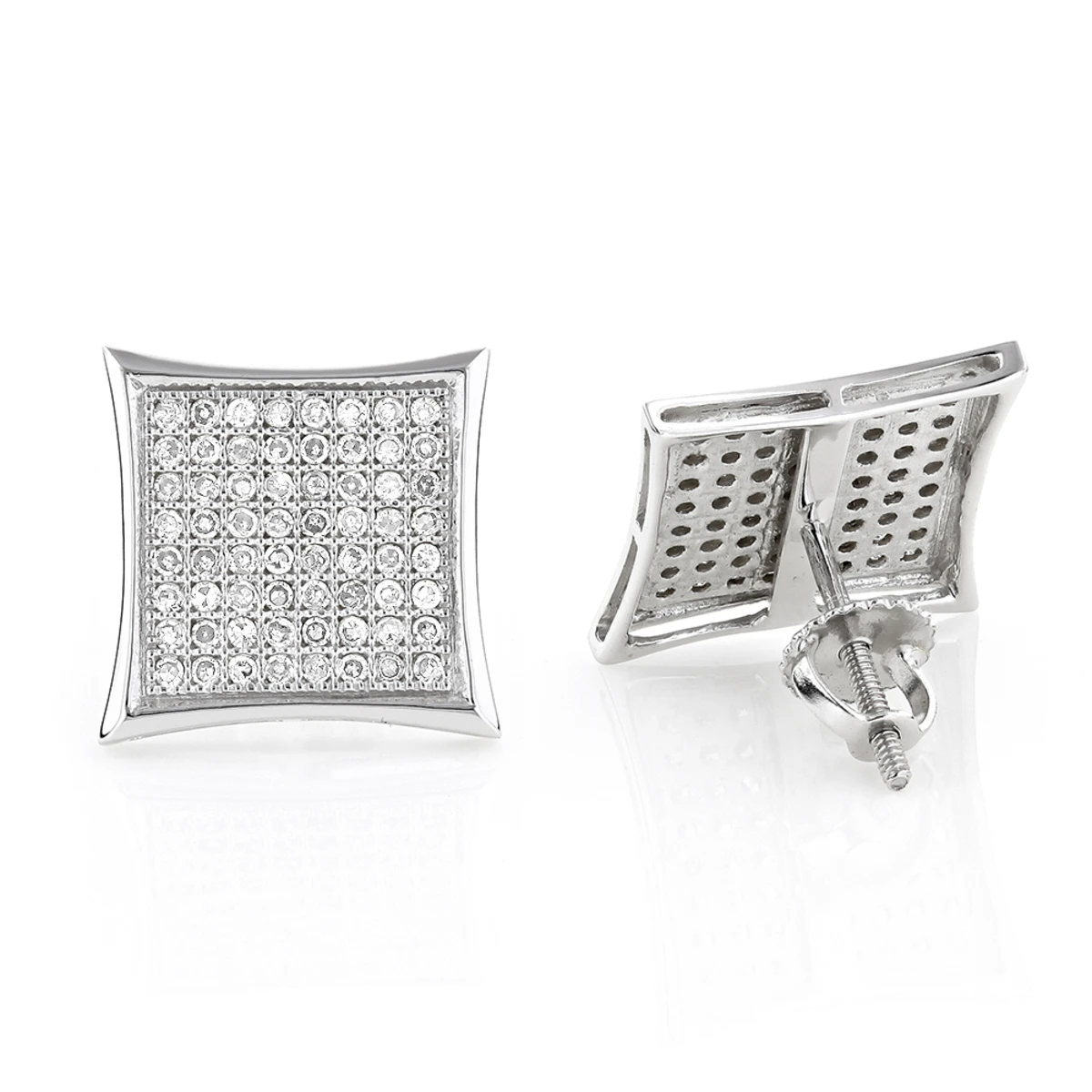 Real Diamond Earrings 10K White Gold Round Diamond Earrings 0.52ct 3 Real Diamond Earrings 10K White Gold Round Diamond Earrings 0.52ct