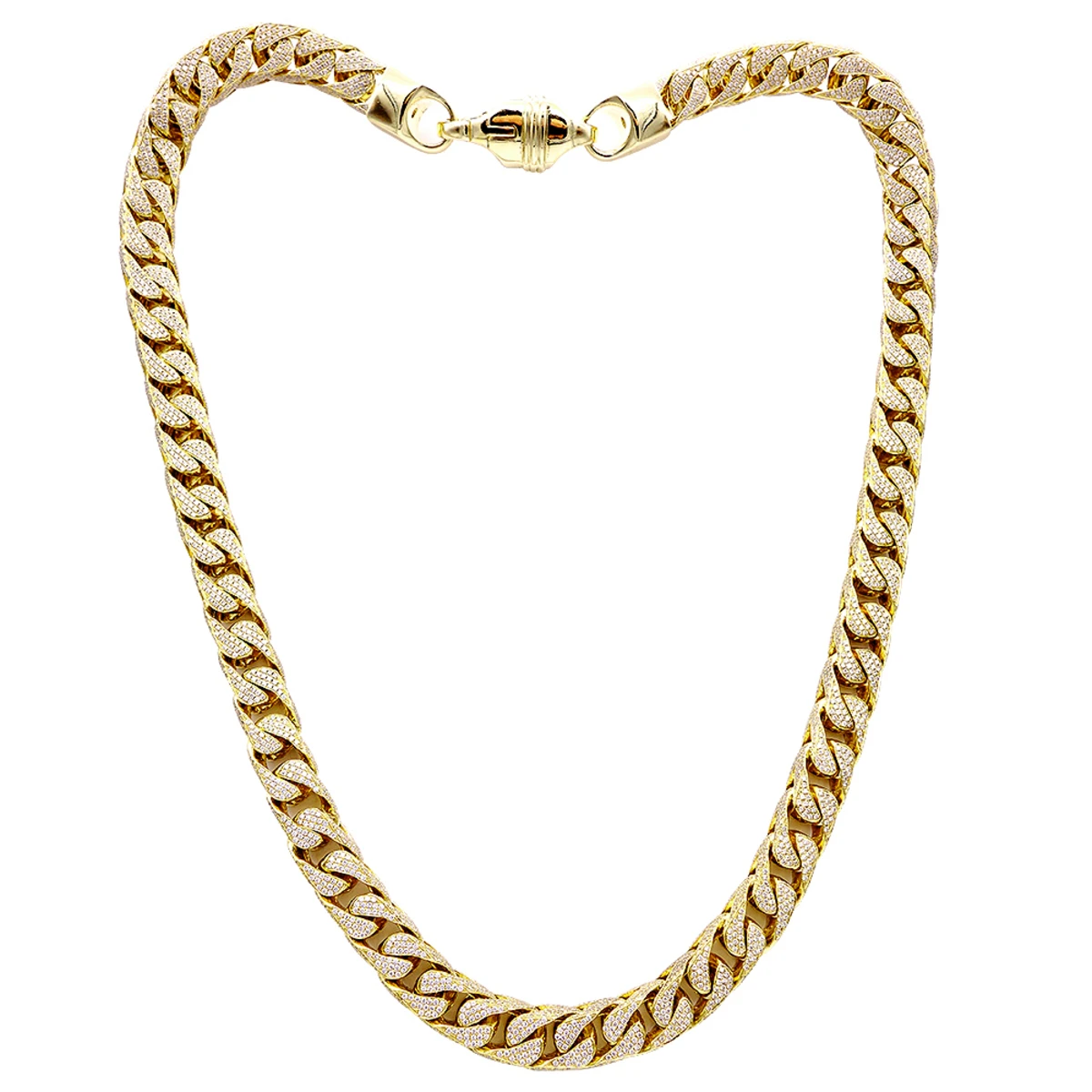 Real Diamond Hip Hop Jewelry Solid 10K Yellow Gold Iced Out Franco Chain For Men 5 Real Diamond Hip Hop Jewelry Solid 10K Yellow Gold Iced Out Franco Chain For Men - Image 3