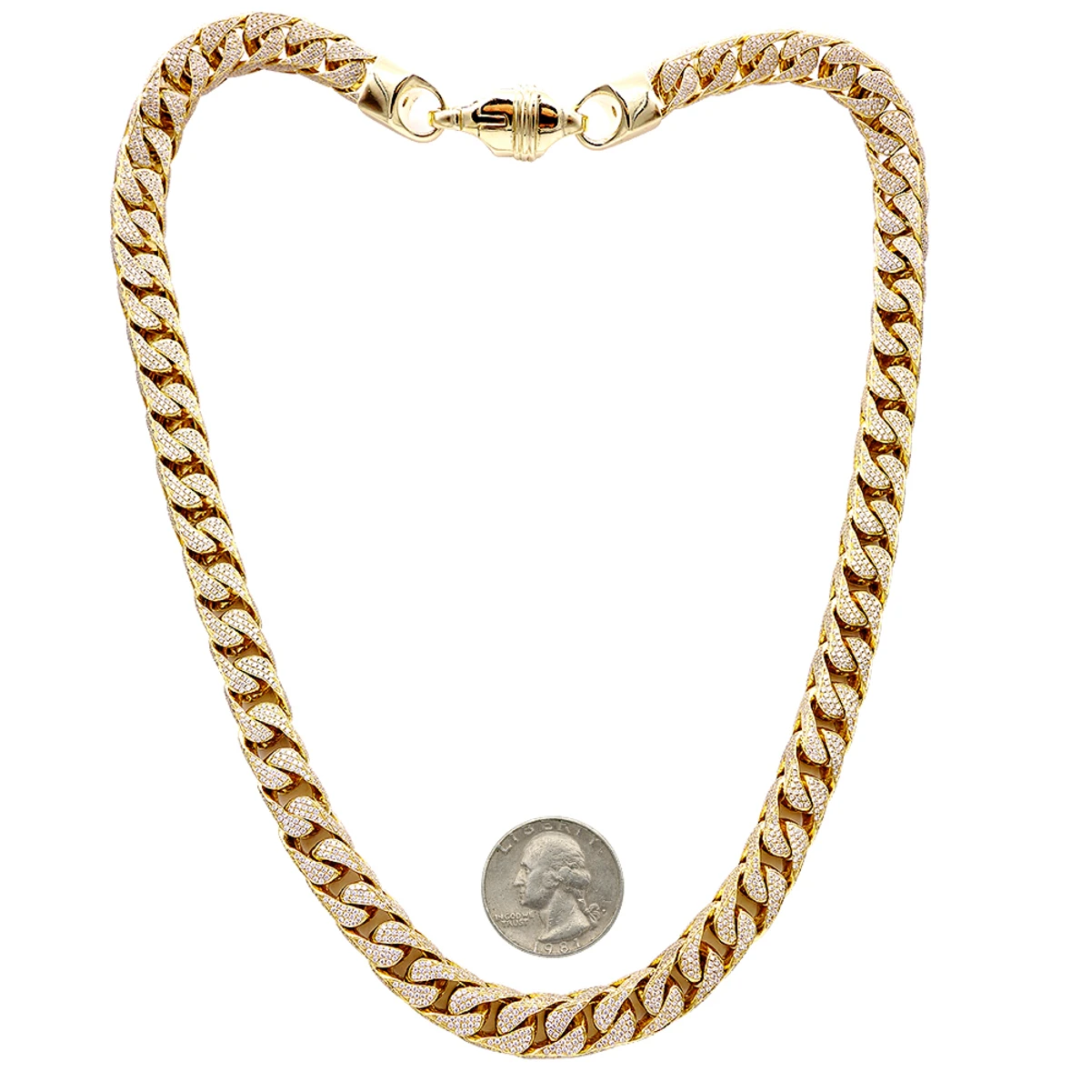 Real Diamond Hip Hop Jewelry Solid 10K Yellow Gold Iced Out Franco Chain For Men 6 Real Diamond Hip Hop Jewelry Solid 10K Yellow Gold Iced Out Franco Chain For Men - Image 4