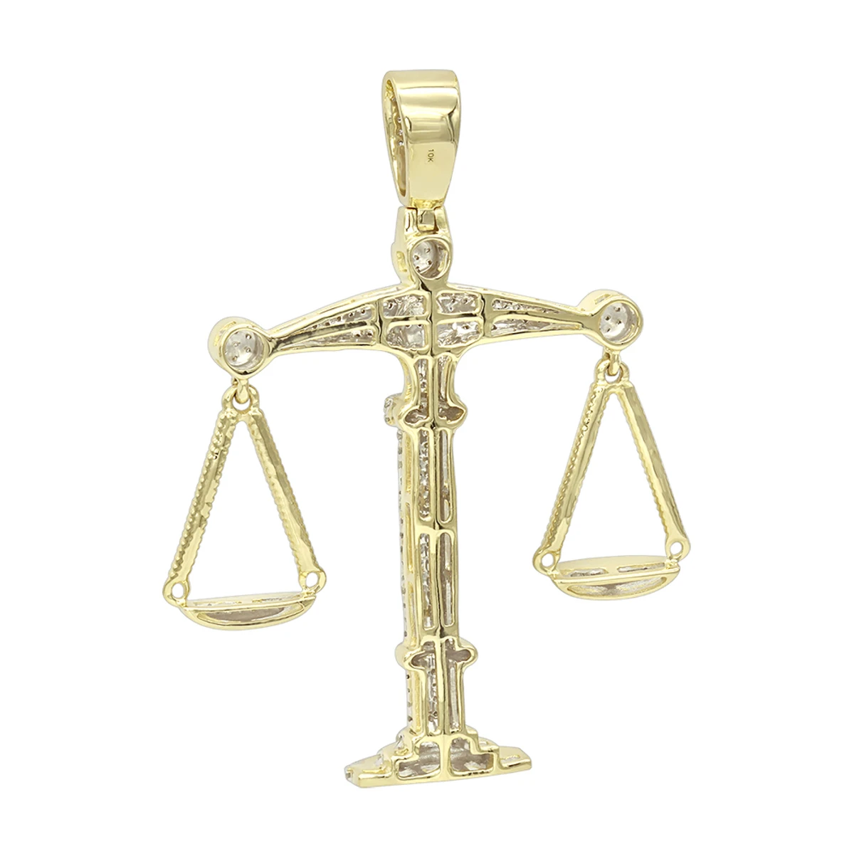 10K Yellow Gold Diamond Libra Pendant 1.1ct By Luxurman 6 10K Yellow Gold Diamond Libra Pendant 1.1ct By Luxurman - Image 4