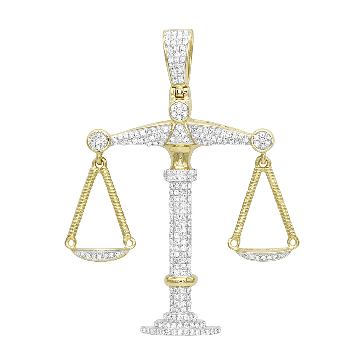 10K Yellow Gold Diamond Libra Pendant 1.1ct By Luxurman 3 10K Yellow Gold Diamond Libra Pendant 1.1ct By Luxurman