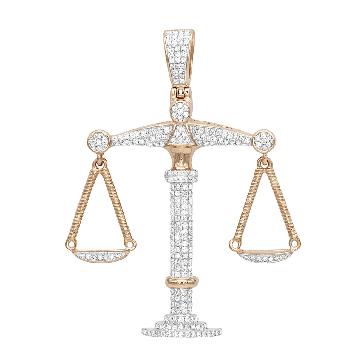 10K Yellow Gold Diamond Libra Pendant 1.1ct By Luxurman 5 10K Yellow Gold Diamond Libra Pendant 1.1ct By Luxurman - Image 3