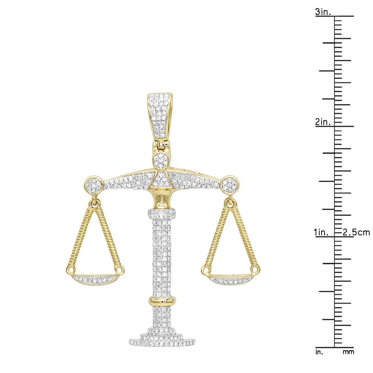10K Yellow Gold Diamond Libra Pendant 1.1ct By Luxurman 8 10K Yellow Gold Diamond Libra Pendant 1.1ct By Luxurman - Image 6