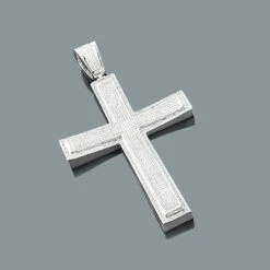 Real Hip Hop Sterling Silver Diamond Cross Pendant 2.45ct