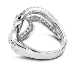 Gold Diamond Wave Right Hand Ring For Women 1.5ct 14K White Gold -H'Hen Sale Store right hand rings gold diamond wave ring for women 16ct 14k backwh