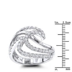 Gold Diamond Wave Right Hand Ring For Women 1.5ct 14K White Gold -H'Hen Sale Store right hand rings gold diamond wave ring for women 16ct 14k rulerwh