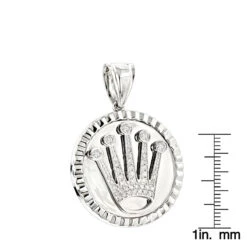 Rolex Style Diamond Crown Pendant Medallion 0.85ct 14K White Gold -H'Hen Sale Store rolex style diamond crown pendant medallion 085ct 14k gold rulerwh