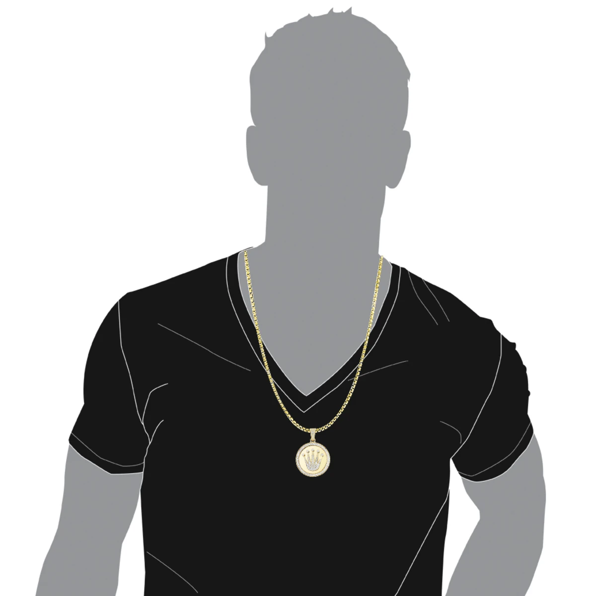 Rolex Style Diamond Pendant 3ct 10K Yellow Gold Crown Medallion 7 Rolex Style Diamond Pendant 3ct 10K Yellow Gold Crown Medallion - Image 5