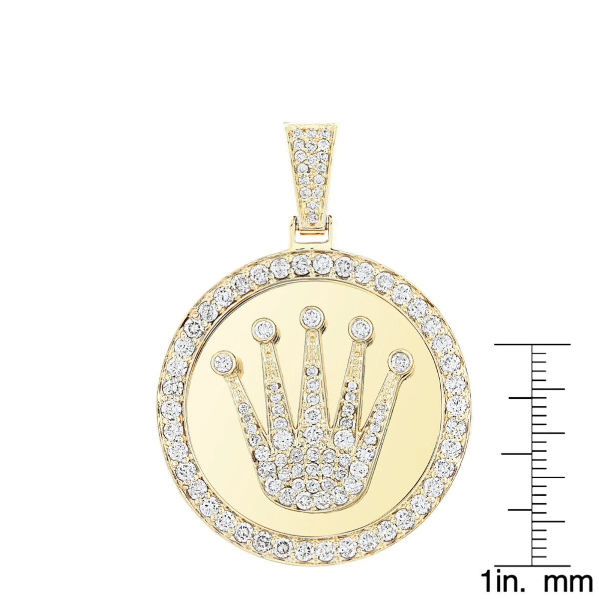 Rolex Style Diamond Pendant 3ct 10K Yellow Gold Crown Medallion 8 Rolex Style Diamond Pendant 3ct 10K Yellow Gold Crown Medallion - Image 6
