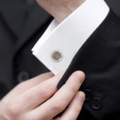 Round Champagne And White Diamond Men's Cufflinks 14K White Gold -H'Hen Sale Store round champagne and white diamond mens cufflinks 14k gold bodwh